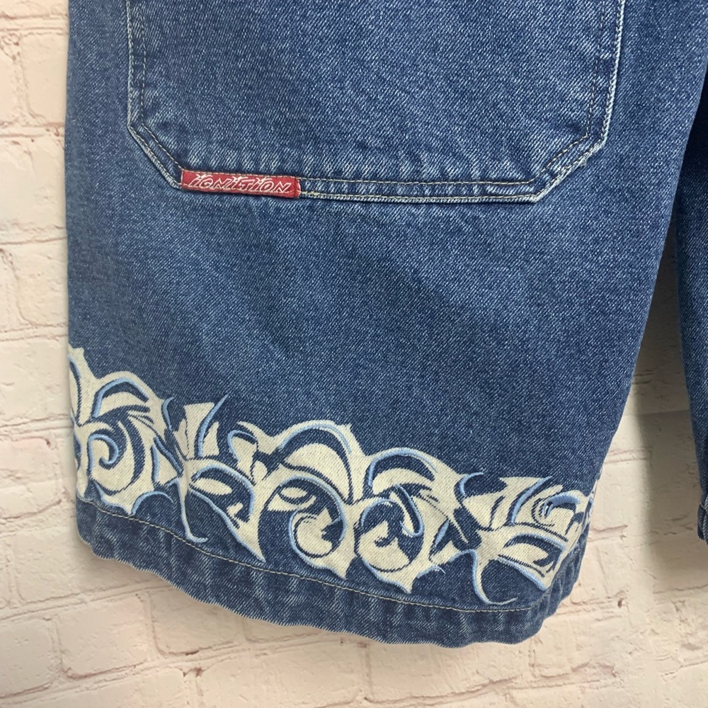 Vintage Ignition Skater Baggy Y2K Jean Embroidered Waves Shorts JNCO Inspired 36 - Picture 3 of 6